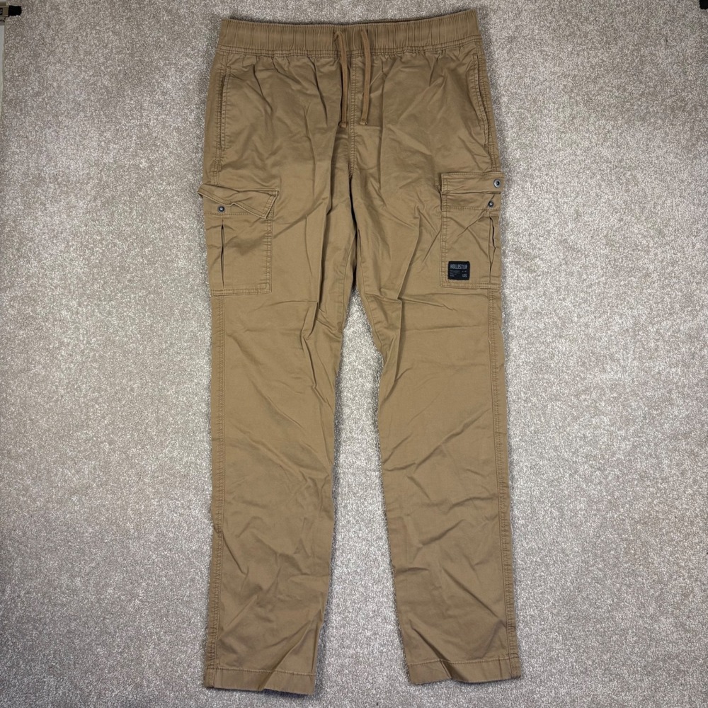 Hollister Mens 90s Slim Epic Flex Cargo Pants Tan Khaki Joggers Size L